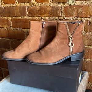 Brown suede booties
